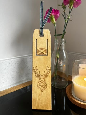 Engraved Wooden Bookmarks - Scottish Line Art