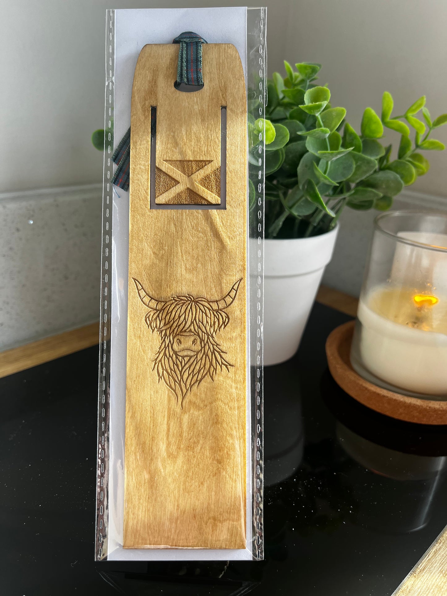 Engraved Wooden Bookmarks - Scottish Line Art