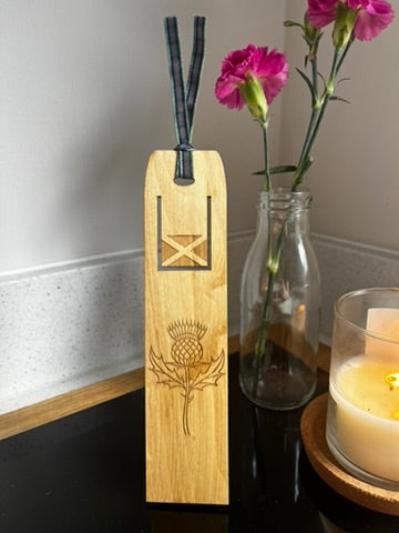 Engraved Wooden Bookmarks - Scottish Line Art