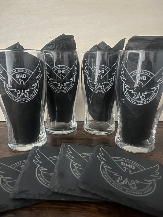 Personalised Pint Glass & Coaster Set