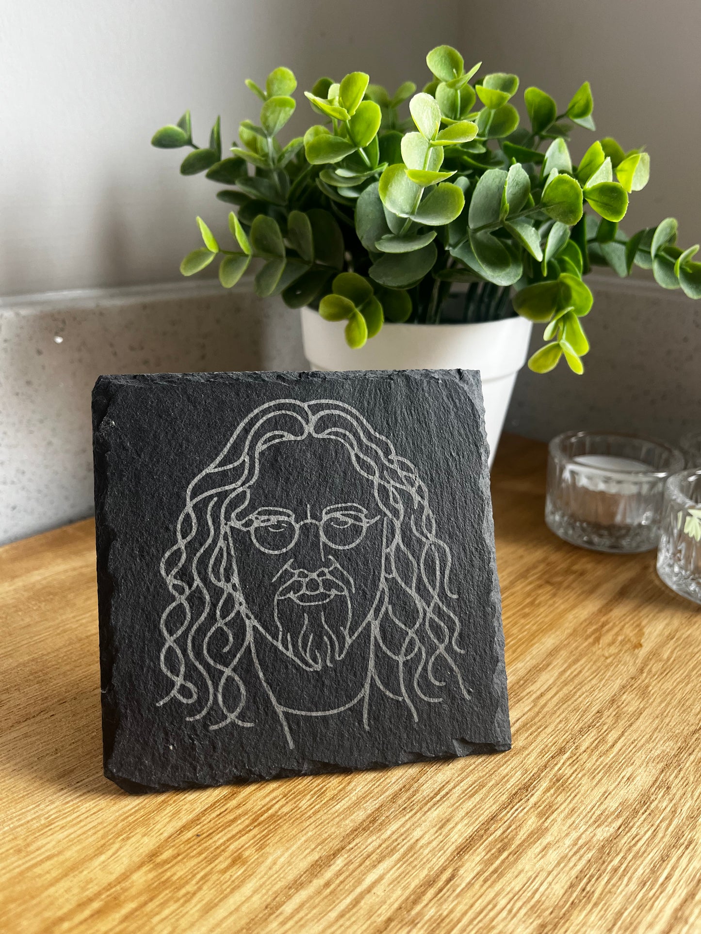 Engraved Slate Coasters - Scottish Line Art