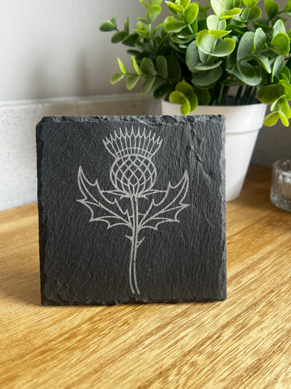 Engraved Slate Coasters - Scottish Line Art
