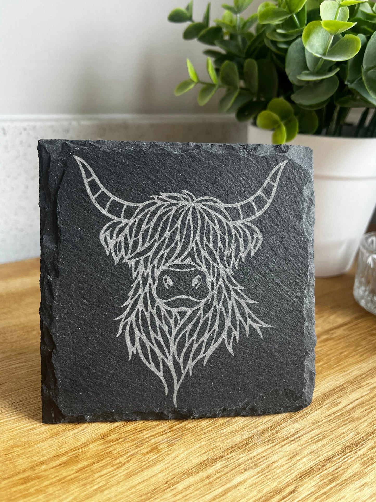 Engraved Slate Coasters - Scottish Line Art