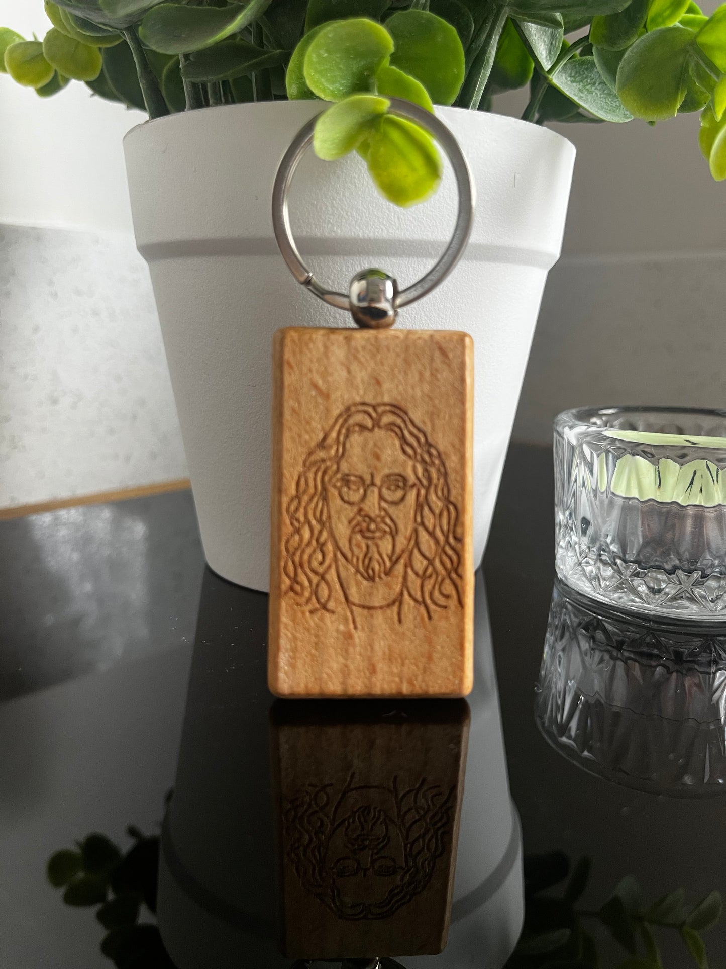 Engraved Wooden Keyrings - Scottish Line Art