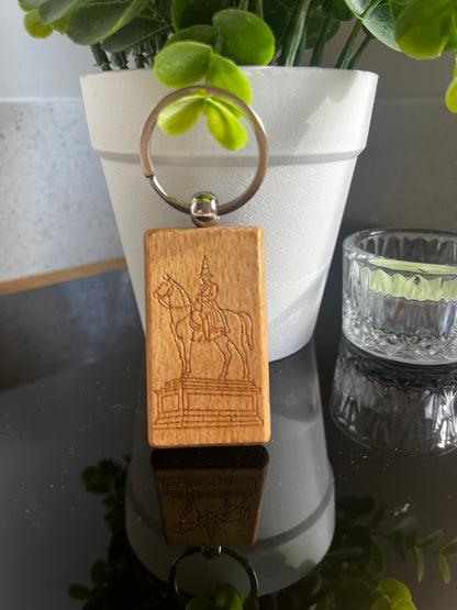 Engraved Wooden Keyrings - Scottish Line Art
